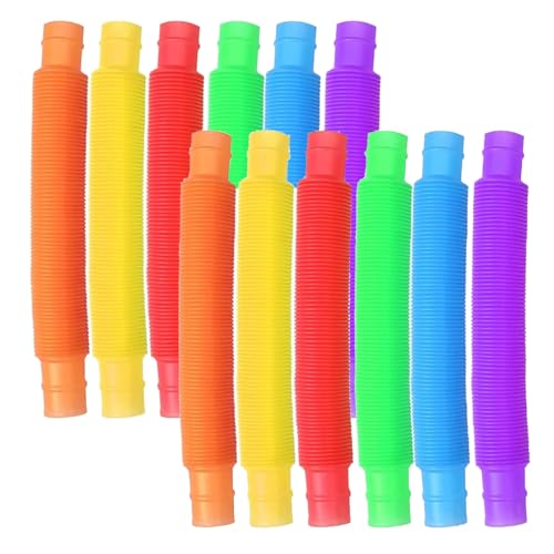 AEIOPRS 12 pcs Pop Tubes Mini Pop Tube Toys Buntes Spielzeug für Erwachsene und Kinder um Stress und Ängste abzubauen von AEIOPRS