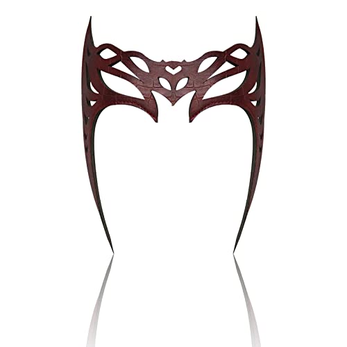 AENEY 2022 Wanda Maximoff Headpiece aus PU-Leder Scarlet Witch Headpiece Crown Halloween Cosplay Party Maskerade Maske Kostüm Requisiten (Scarlet Witch Crown, C) von AENEY