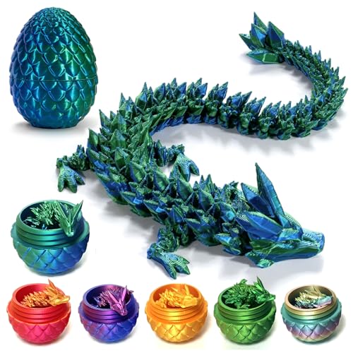 AENEY 3D-Gedruckter Drachenei Mit Drache, Geheimnisvolle Drachen Figuren Spielzeug Abnehmbarer Kristalldrache Mit Drachenei, Osterdeko Passend Für Das Zu Hause (Lasergrün) von AENEY