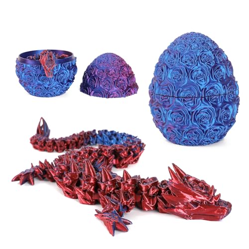 AENEY 3D-Gedruckter Drachenei Mit Drache, Geheimnisvolle Drachen Figuren Spielzeug Abnehmbarer Kristalldrache Mit Drachenei, Osterdeko Passend Für Das Zu Hause (Rosenviolett) von AENEY