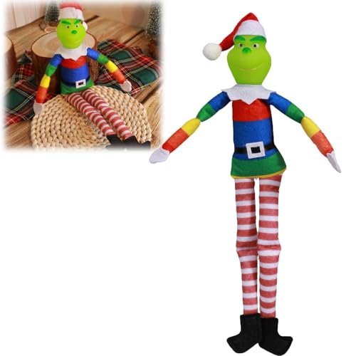 AENEY Grünes Monster Figur, Elf Plüsch Spielzeug Weihnachten Puppe Deko Cartoon Plüschtier Grün Weiche Kuscheltiere Geschenk für Weihnachten (Farbe) von AENEY