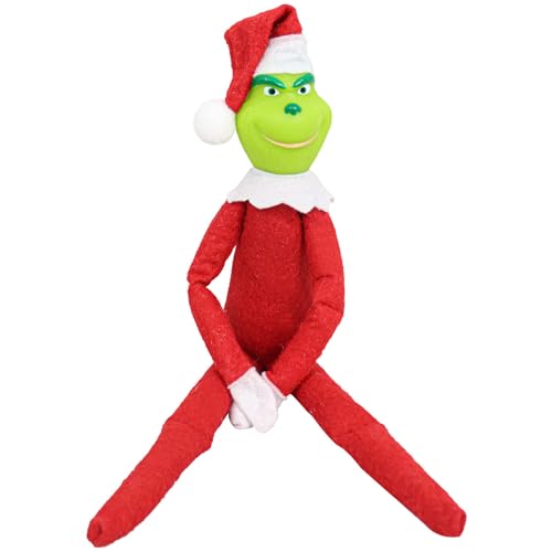 AENEY Grünes Monster Figur, Elf Plüsch Spielzeug Weihnachten Puppe Deko Cartoon Plüschtier Grün Weiche Kuscheltiere Geschenk für Weihnachten (Rot) von AENEY