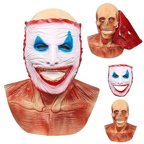 AENEY Gruseliges Skelett Biochemische Maske, Halloween Horror Doppellagige Ripped Skull Gesichtsmaske Party Cosplay Gruselige Ganzkopf-Requisiten (Weiß-A) von AENEY