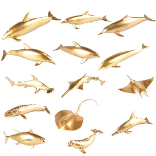 AENIMELY 14-teiliges Mini-Gold Meeres-Tierfiguren – Feste Meereslebewesen-Modelle – Pädagogisches STEM-Spielzeug, Party-Kuchentopper, Lernspielzeug für Kinder AENIMELY 14-teiliges Mini-Gold Meeres-Tierfiguren – Feste Meereslebewesen-Modelle – Pädagogisches STEM-Spielzeug, Party-Kuchentopper, Lernspielzeug für Kinder von AENIMELY