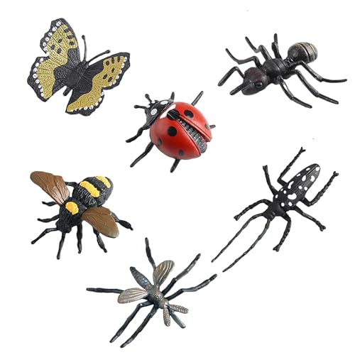 AENIMELY 6 Stück Insekten-Tierfiguren für Kinder, Dekorationen, Schmetterling, Marienkäfer, Spielspielzeug-Set für Halloween, Weihnachten, Party, Geschenk, Schulprojekt von AENIMELY