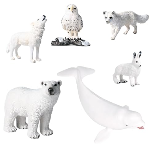 AENIMELY 6pcs Polar Animals Figurines Polar Bear Arctic Fox Arctic Hare Beluga Wal Plastic Arctic Animal Toy Cake Toppers Christmas Birthday Gift von AENIMELY