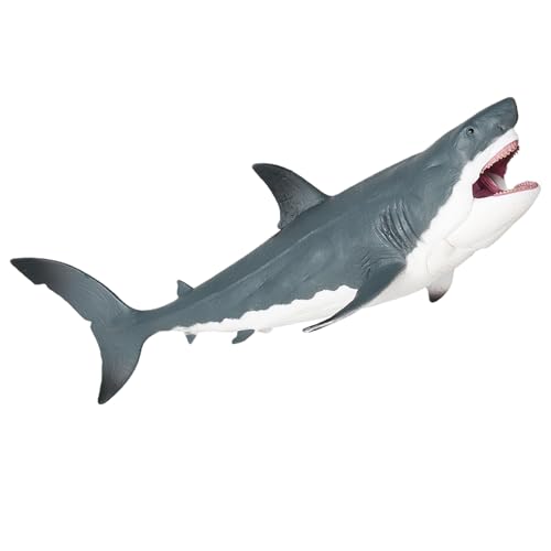 AENIMELY Megalodon Haifischfigur, prähistorischer beweglicher Mund, großer Hai, Spielzeug, Tiefseekreatur, Ozean, Tiermodell für Kinder, Badespielzeug, Kuchenaufsatz von AENIMELY