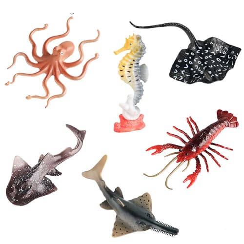 AENIMELY Ozean-Meerestier-Oktopus, Mini-Kunststoff-Tierspielzeug-Set, Meerestierfigur, Badespielzeug für Kinder, pädagogisches Party-Geschenk, 6 Stück von AENIMELY