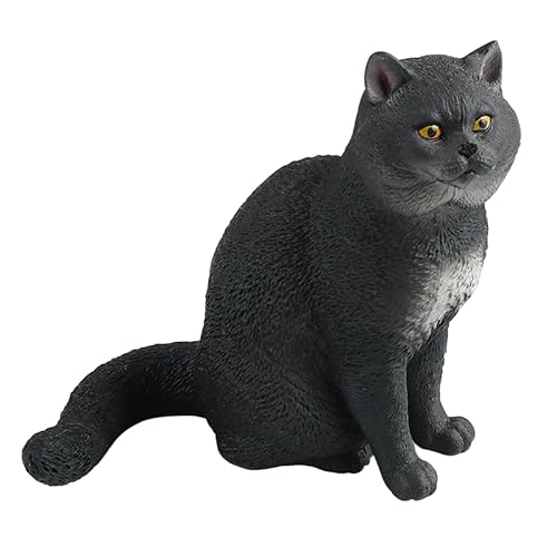 AENIMELY Schwarze Katzenfigur, niedliches Kurzhaar, Katzenspielzeug, Kätzchen, Sammelfigur, handbemalt, Bauernhof, realistisches Katzen-Tiermodell, Spielzeug für Kinder von AENIMELY