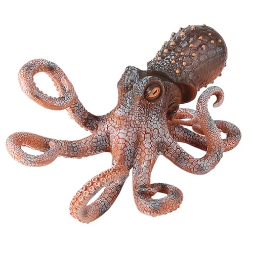 AENIMELY Solide Ozean-Tierfiguren für Kinder, realistische riesige Oktopus- und Tintenfisch-Spielzeugmodelle, pädagogisches Spielset zum Lernen und kognitive Entwicklung (braun) von AENIMELY