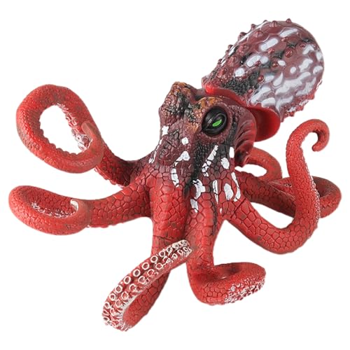 AENIMELY Solide Ozean-Tierfiguren für Kinder, realistische riesige Oktopus- und Tintenfisch-Spielzeugmodelle, pädagogisches Spielset zum Lernen und kognitive Entwicklung (rot) von AENIMELY