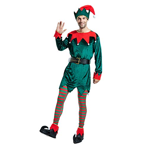 AERO ARMOR Weihnachten Elf Kostüm Herren Fancy Halloween Kostüm Erwachsene Urlaub Elf Outfit Anzug von AERO ARMOR