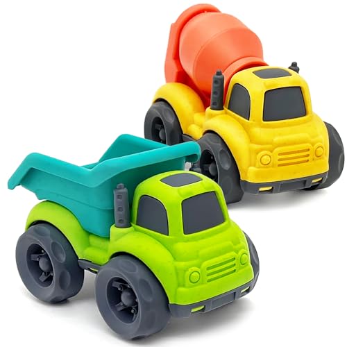 AESTEMON Sandspielzeug ab 1 Jahr, Sandkasten Spielzeug Kipplaster & Betonmischer LKW Kinder Kinderspielzeug ab 1 2 Jahre, Indoor Outdoor Auto Spielzeug Baby Geschenk Junge 1 2 3 Jahre, 2-Pack von AESTEMON