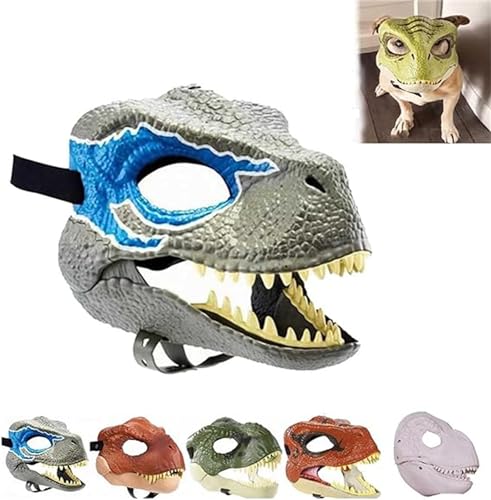 AFGQIANG Dog Dinosaur Mask - Dino Mask - Dinosaur Mask for Dogs - Dinosaur Mask Moving Jaw - Skull Dog Mask with Lifelike Teeth and Open Jaw (C) von AFGQIANG