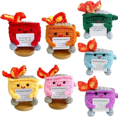 AFGQIANG Emotional Support Dumpster Fire | Emotional Crochet Dumpster Fire, Handmade Crochet Emotional Support Dumpster Fire, Crochet Knitting Toy (7pcs) von AFGQIANG