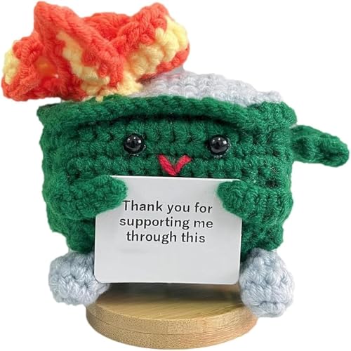 AFGQIANG Emotional Support Dumpster Fire | Emotional Crochet Dumpster Fire, Handmade Crochet Emotional Support Dumpster Fire, Crochet Knitting Toy (Green) von AFGQIANG