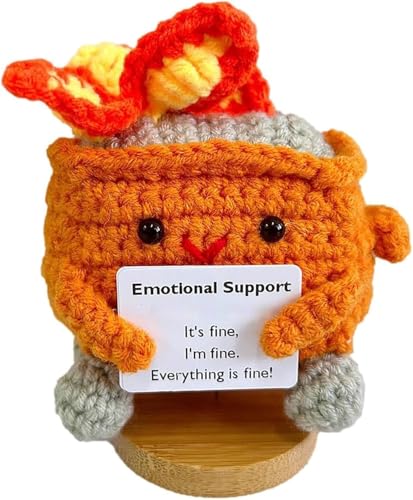 AFGQIANG Emotional Support Dumpster Fire | Emotional Crochet Dumpster Fire, Handmade Crochet Emotional Support Dumpster Fire, Crochet Knitting Toy (Orange) von AFGQIANG