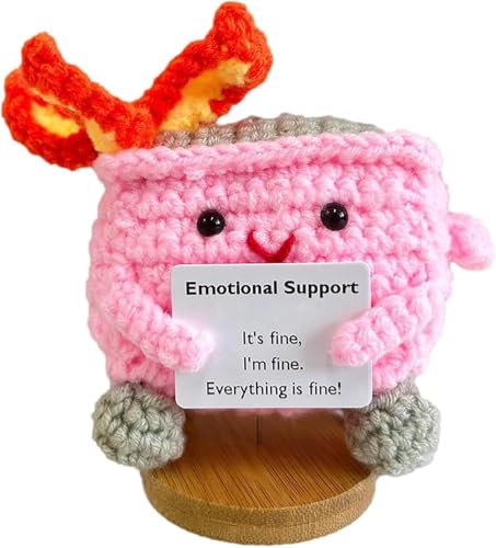 AFGQIANG Emotional Support Dumpster Fire | Emotional Crochet Dumpster Fire, Handmade Crochet Emotional Support Dumpster Fire, Crochet Knitting Toy (Pink) von AFGQIANG