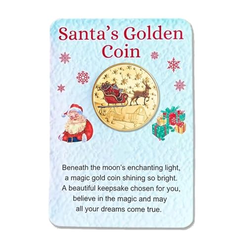 AFGQIANG Santa Gold Coins for Christmas Eve Boxes | Santa Claus Souvenir Coin Xmas Coin,Christmas Commemorative Coins with Message Card, New Year Gift Collectible Souvenir Coins (Gold) von AFGQIANG