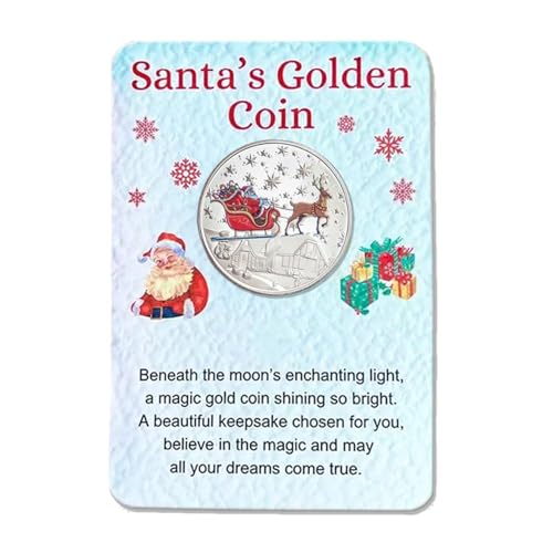 AFGQIANG Santa Gold Coins for Christmas Eve Boxes | Santa Claus Souvenir Coin Xmas Coin,Christmas Commemorative Coins with Message Card, New Year Gift Collectible Souvenir Coins (Sliver) von AFGQIANG