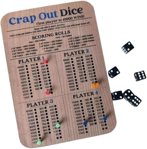 Crap Out Dice Score Board | Dice Game Fun Scoreboard,Crap Out Dice Board Score Sheet,Score Pads for Scorekeeping of Dice Game Delight (13CM) von AFGQIANG