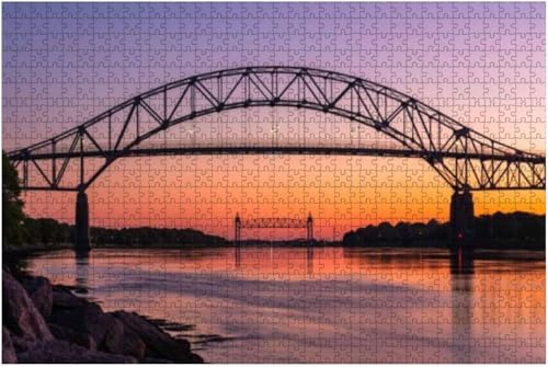 1000 Teile Gezeitenwechsel unter der Bourne Bridge am Cape Cod Canal Puzzle für Erwachsene, Lernspielzeug für kreative Spiele, Unterhaltungspuzzle, 38 x 26 cm von AFHMZ