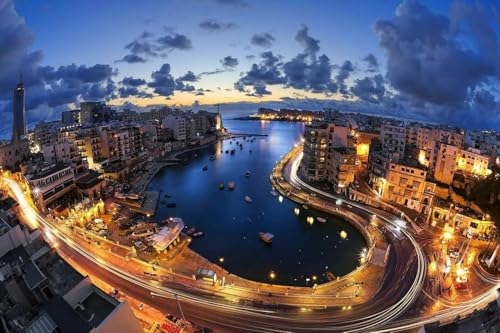 1000 Teile Malta Sliema Großes Puzzle Holzpuzzle für Erwachsene und Jugendliche Heimdekoration 38x26CM von AFHMZ