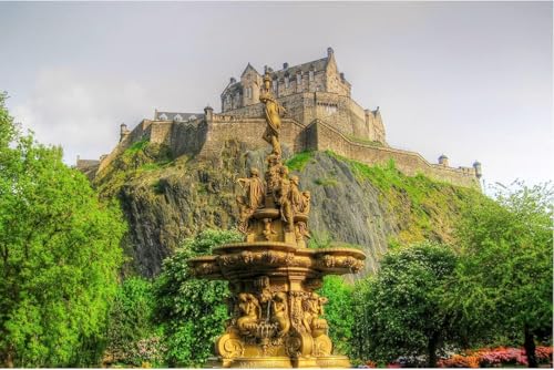 1000 Teile Puzzle Edinburgh Castle Schottland Brunnen Klassisches Puzzle DIY Kit Spielzeug Wohnkultur A31 38x26CM von AFHMZ