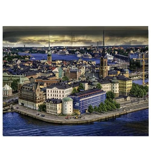 1000 Teile Puzzle für Erwachsene, Stockholm, Schweden, wunderschöne Landschaftsgemälde, stressreduzierendes Spielzeug, Geschenke, 38 x 26 cm von AFHMZ