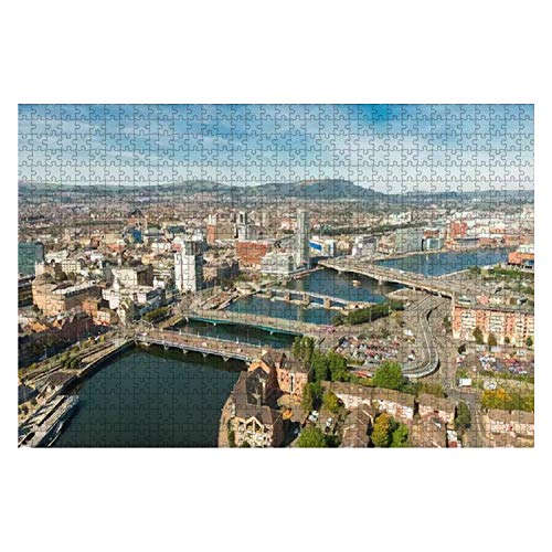 1000-teiliges Puzzle, Luftaufnahme von Fluss und Gebäuden im Stadtzentrum von Belfast Northern, Heimdekoration, Puzzle-Druck, Puzzles für Erwachsene, Lernspiele, geistige Gemälde, Puzzle, 38 x 26 cm von AFHMZ