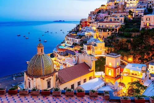 1000-teiliges Puzzle Dreamy Positano Signature Collection Twilight Sea Sight Großes Puzzlespiel Kunstwerk für Erwachsene und Jugendliche 38 x 26 cm von AFHMZ