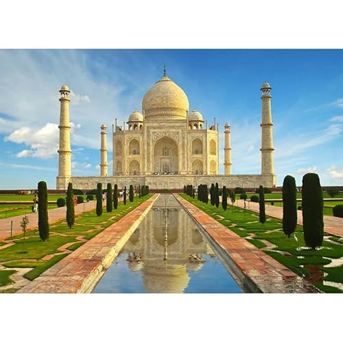 1000-teiliges Puzzle für Erwachsene, Indien, Taj Mahal, berühmte Landschaftsfotos aus Aller Welt, stressreduzierendes Spielzeug, 70 x 50 cm von AFHMZ