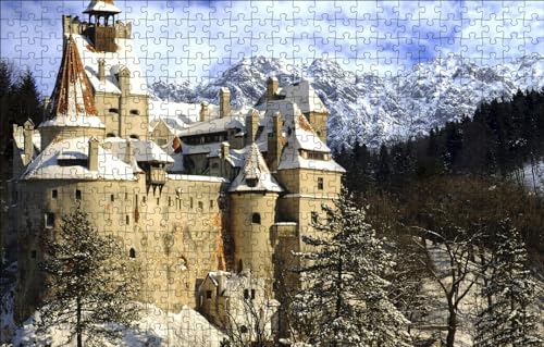 1000-teiliges Puzzle für Erwachsene | Puzzle 1000 Teile für Erwachsene | Puzzle-Geschenke für Frauen | Puzzle für Erwachsene, Stadt, Rumänien, Schloss Bran, Siebenbürgen, 70 x 50 cm von AFHMZ