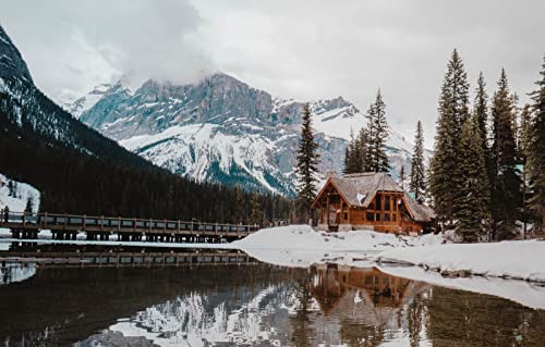 2000-teiliges 3D-Puzzle, natürliche Landschaft, Wald, Kanada, Brücke, See, Schnee, Nebel, bewölkt, 100 x 70 cm von AFHMZ