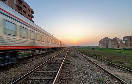 3D-Puzzle 1000 Teile, Schönheit der Natur, Ägypten, Sonne, Zug, Lokomotive, Eisenbahn, Sonnenuntergang, 52 x 38 cm von AFHMZ