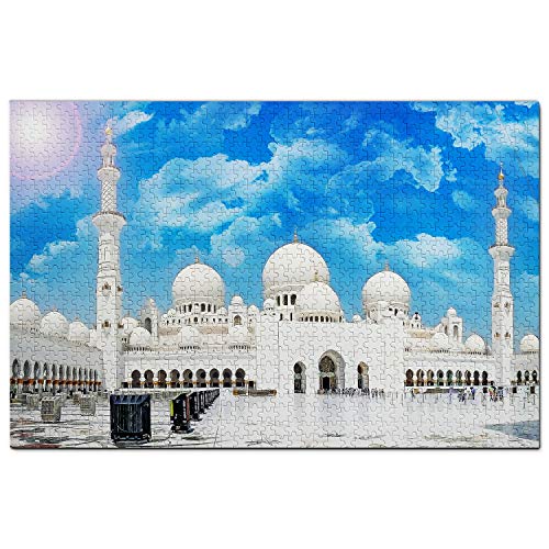 Abu Dhabi Puzzle 1000 Teile, Vereinigte Arabische Emirate, Scheich-Zayid-Moschee, Abu Dhabi, Puzzlespiel, Kunstwerk, Reisesouvenir, 70 x 50 cm von AFHMZ