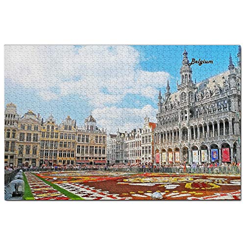 Belgien Puzzle 1000 Teile Belgien Grand Place Brüssel Puzzlespiel Kunstwerk Reisesouvenir 38x26CM von AFHMZ