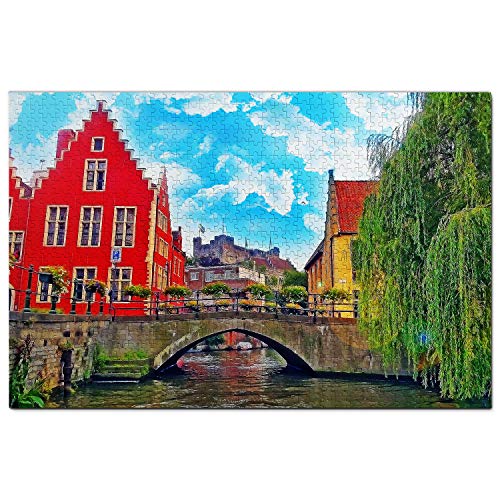 Belgien Puzzle 1000 Teile Belgien St. Michaels Brücke Gent Puzzle Spiel Kunstwerk Reise Souvenir 100 x70CM von AFHMZ