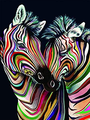 Bunte abstrakte Zwei Zebras - Puzzle 1000 Teile für Erwachsene und Kinder, DIY-Puzzle-Spielzeug, 70 x 50 cm von AFHMZ