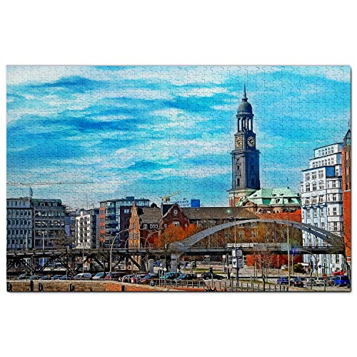 Deutschland Puzzle 1000 Stück Deutschland St. Michaelis Kirche Hamburg Puzzle Spiel Kunstwerk Reise Souvenir 100 x70CM von AFHMZ