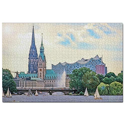 Deutschland Puzzle 1000 Teile Deutschland Alstersee Hamburg Puzzlespiel Kunstwerk Reisesouvenir 100x70CM von AFHMZ