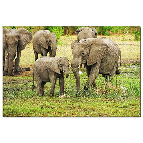 Elefanten-Puzzle, Moremi-Wildreservat, Botswana, 1000 Teile, Reisegeschenk, Souvenir, 70 x 50 cm von AFHMZ