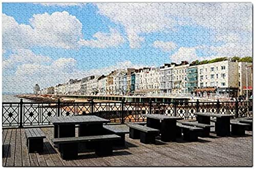 England Promenade Hastings Pier Puzzle für Erwachsene 1000 Teile aus Holz Reisegeschenk Souvenir 70x50CM von AFHMZ