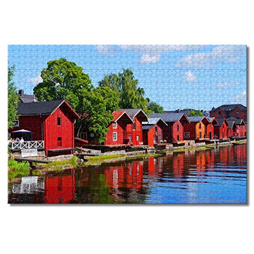 Finnland-Haus Porvoo Puzzle für Erwachsene und Kinder, 1000 Teile, Puzzlespiel als Geschenk, Heimdekoration, besondere Reisesouvenirs, 70 x 50 cm von AFHMZ