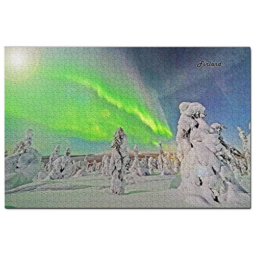 Finnland Puzzle 2000 Teile Finnland Aurora Lappland Puzzle Spiel Kunstwerk Reise Souvenir 70x100CM von AFHMZ