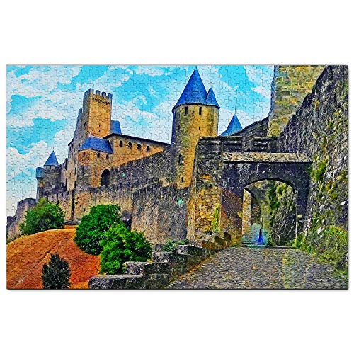 Frankreich Puzzle 1000 Teile Frankreich Carcassonne Schloss AUDE Puzzle Spiel Kunstwerk Reise Souvenir 38x26CM von AFHMZ