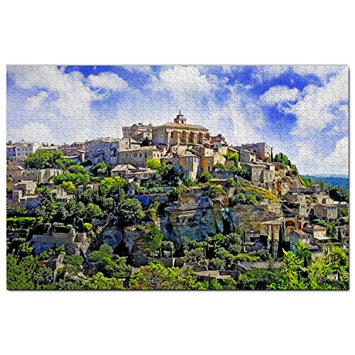 Frankreich Puzzle 2000 Teile Frankreich Steinstadt Gordes Provence Puzzlespiel Kunstwerk Reisesouvenir 70x100CM von AFHMZ