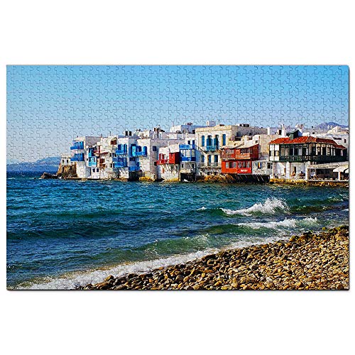 Griechenland Little Venice Mykonos Puzzle 1000 Teile Spiel Kunstwerk Reise Souvenir 52x38CM von AFHMZ