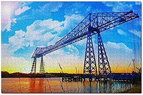 Großbritannien England Transporterbrücke Middlesbrough Puzzle für Erwachsene 1000 Teile Papierartiges Reisegeschenk Souvenir 52x38CM von AFHMZ