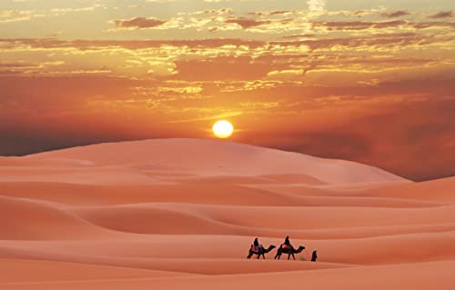 Großes Puzzle für Erwachsene, 1000 Teile, Naturschönheit, Sandstrand, Sahara-Wüste, Marokko, Karawane in der Sahara-Wüste, 52 x 38 cm von AFHMZ